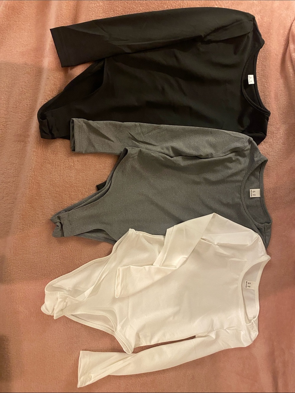 3-Pack Long Sleeve Bodysuits - Black, Gray, White